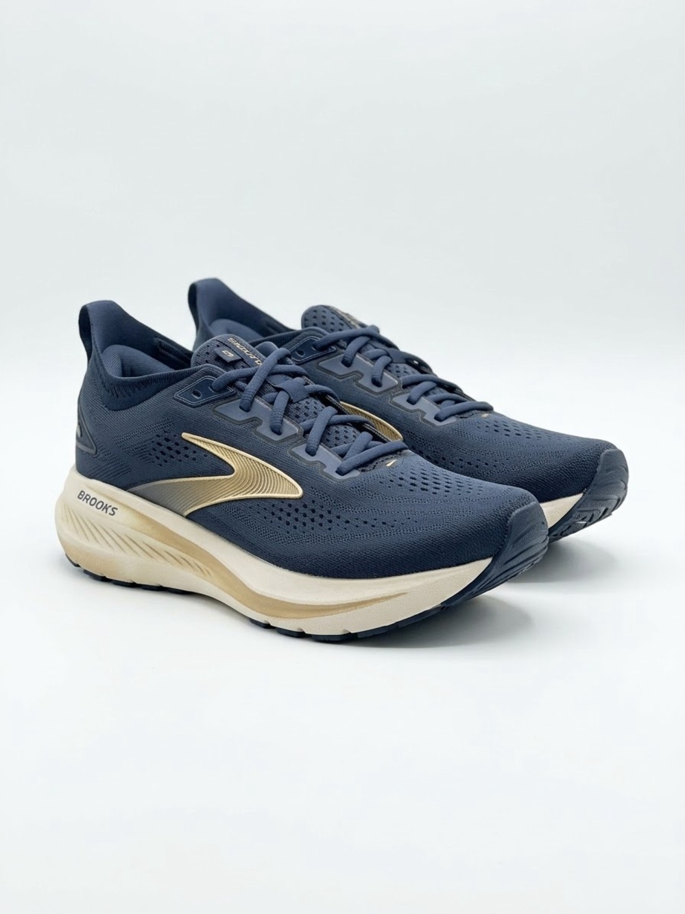Brooks Ghost 15 Navy Gold Air Mesh Running Shoes Mens Size 9.5